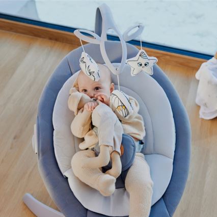 Lionelo - Κουνιστή καρέκλα μωρού με μελωδία MELL Grey Stone 4xAA + τηλεχειριστήριο