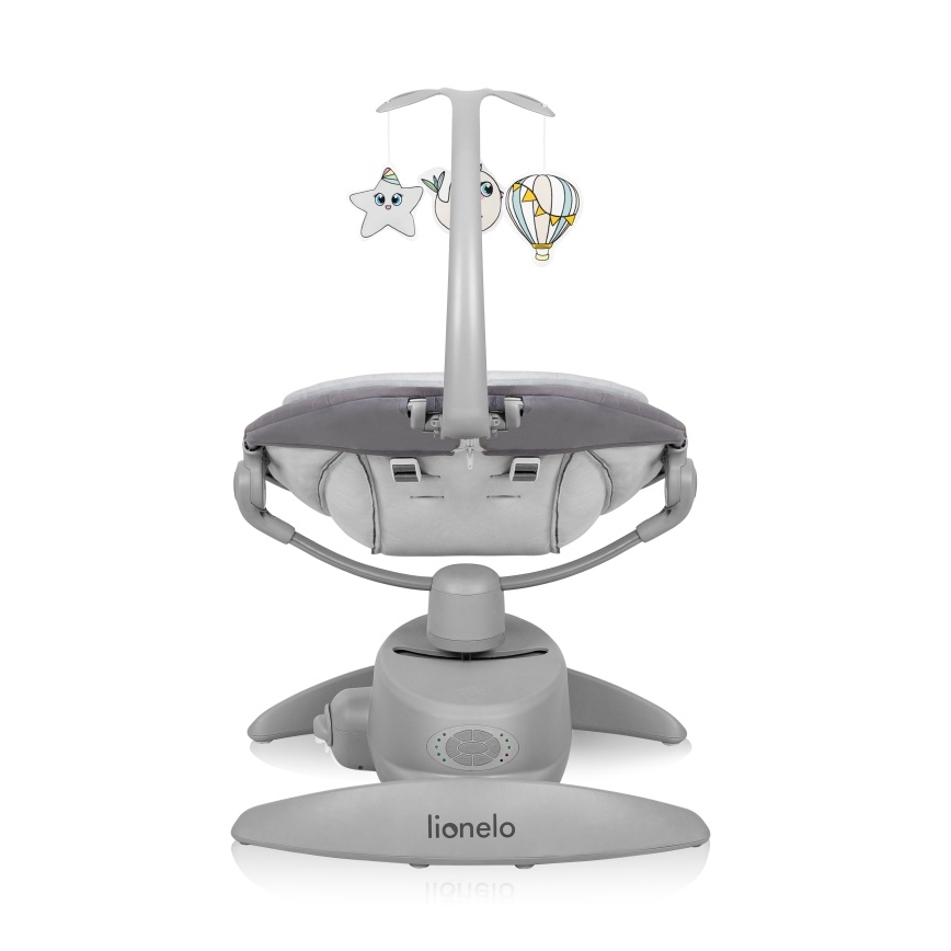 Lionelo - Κουνιστή καρέκλα μωρού με μελωδία MELL Grey Stone 4xAA + τηλεχειριστήριο