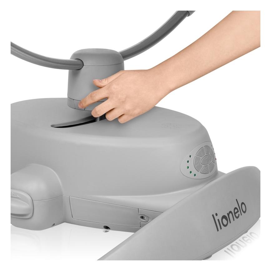 Lionelo - Κουνιστή καρέκλα μωρού με μελωδία MELL Grey Stone 4xAA + τηλεχειριστήριο