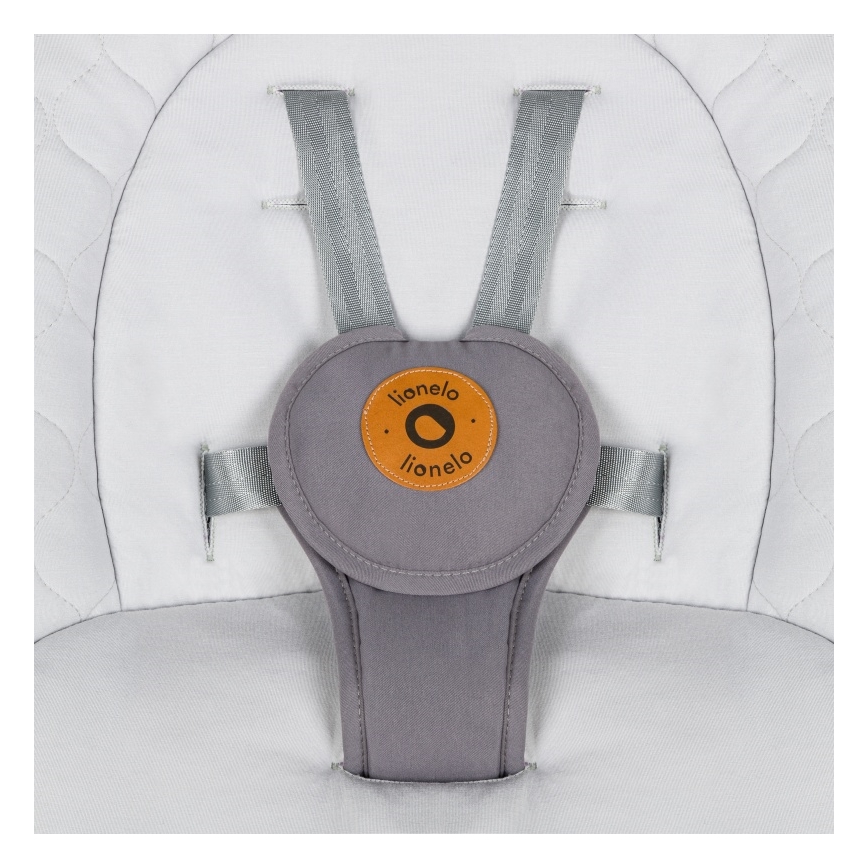 Lionelo - Κουνιστή καρέκλα μωρού με μελωδία MELL Grey Stone 4xAA + τηλεχειριστήριο