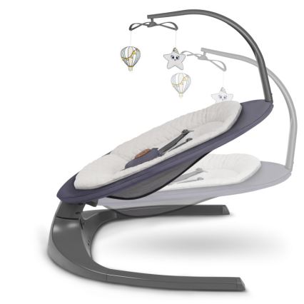 Lionelo - Κουνιστή καρέκλα μωρού με μελωδία RALF, 4xAA, Γκρι Γραφίτης + τηλεχειριστήριο