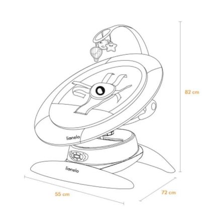 Lionelo - Κουνιστή παιδική καρέκλα με μελωδία MELL Grey Stone 4xAA + τηλεχειριστήριο