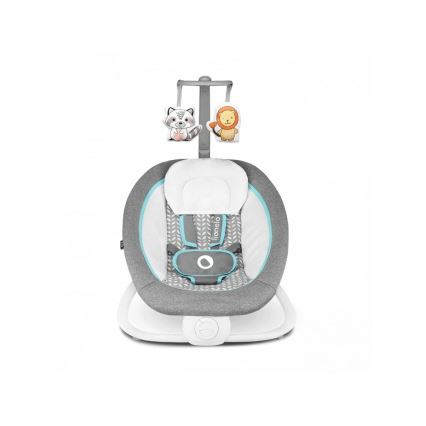 Lionelo - Κουνιστό παιδικό κάθισμα με δόνηση και μελωδία PASCAL 2xAA γκρι/τιρκουάζ