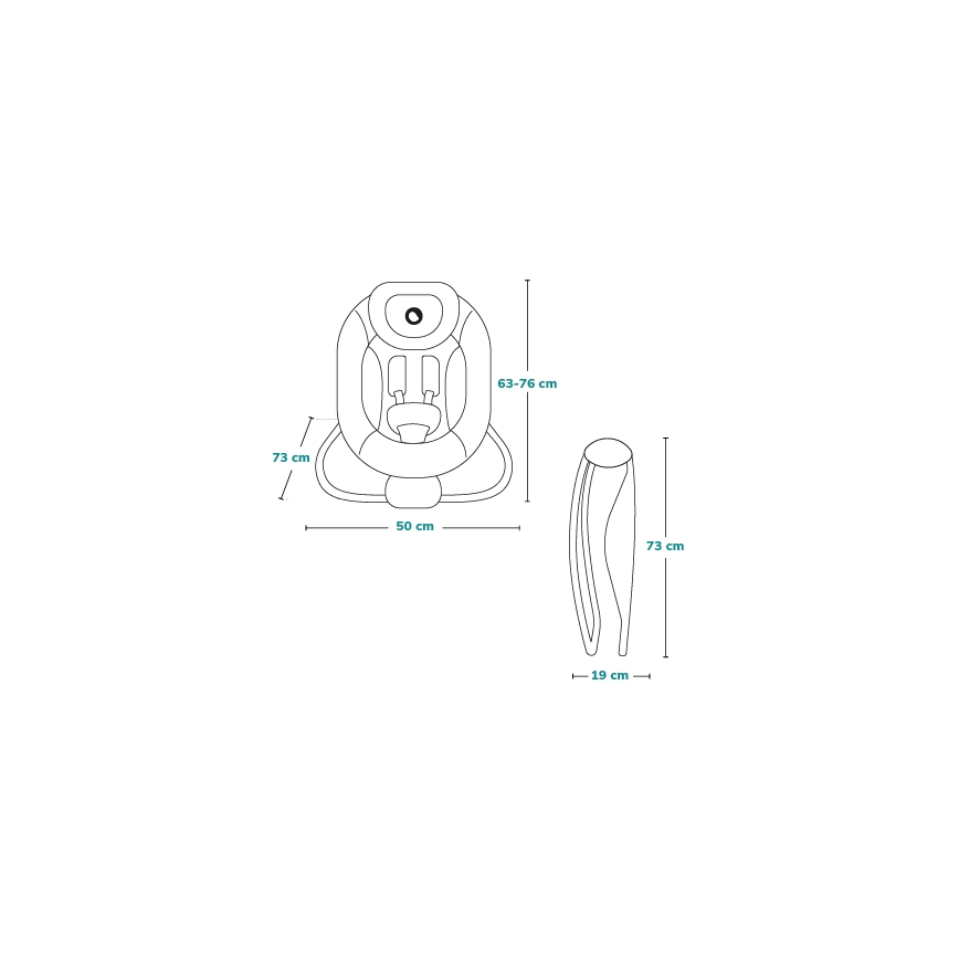 Lionelo - Κουνιστό παιδικό κάθισμα με δόνηση και μελωδία PASCAL 2xAA γκρι/τιρκουάζ