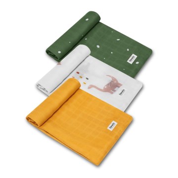 Lionelo - Σετ 3 τεμ. μωρομάντηλα από μπαμπού BAMBOO SET 70x70 cm Dino