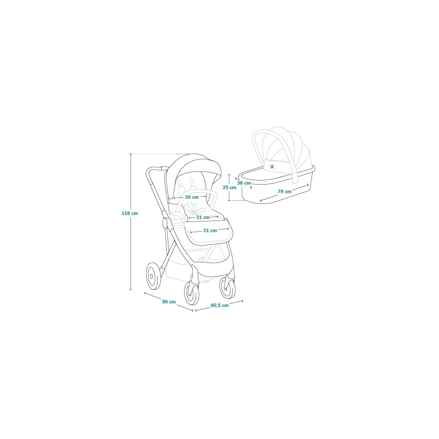 Lionelo - Συνδυαστικό καρότσι 2 σε 1 AMBER PLUS Green Forest