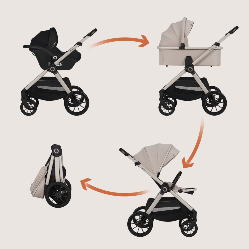 Lionelo - Συνδυαστικό καρότσι 3 σε 1 LAYLA Μπεζ Άμμος