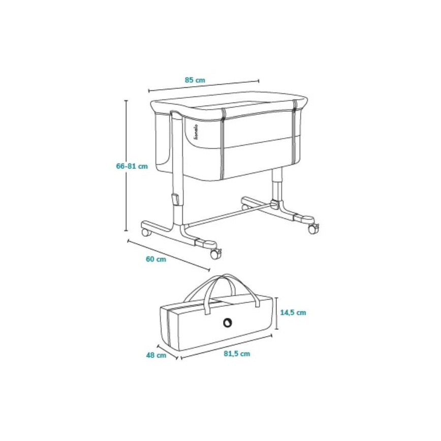 Lionelo - Παιδική κούνια 3 σε 1 AURORA μαύρη