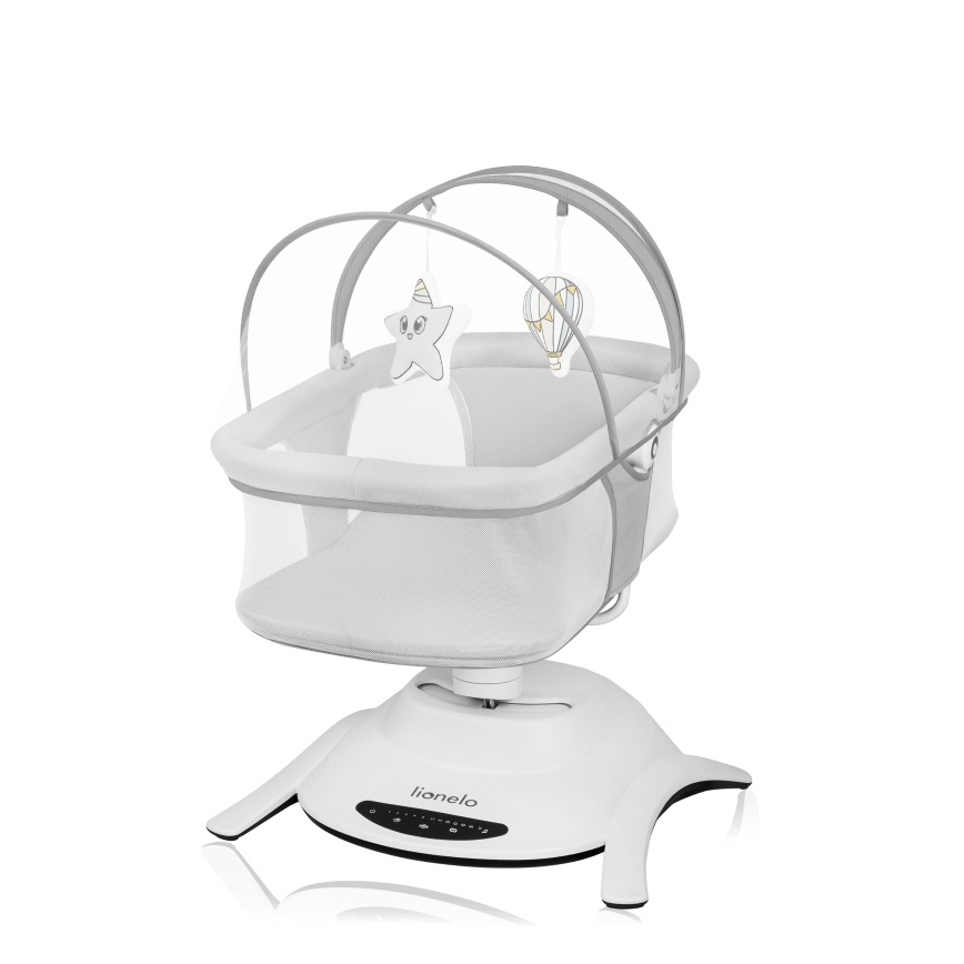 Lionelo - Παιδικό κουνιστό με μελωδία 2-σε-1 BELLA 4xAA Grey Concrete + τηλεχειριστήριο