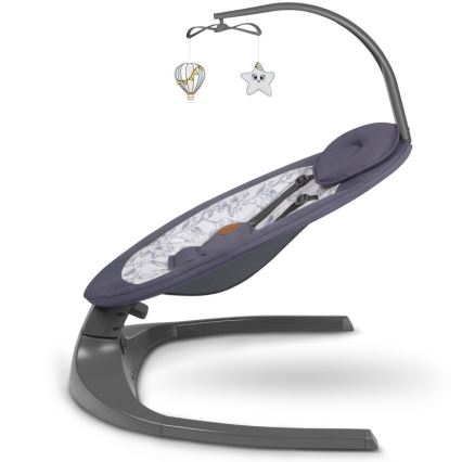 Lionelo - Παιδική κούνια με μελωδία RALF 4xAA Γκρι/Λευκό + τηλεχειριστήριο