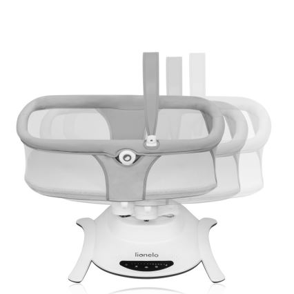 Lionelo - Παιδική κούνια με μελωδία 2 σε 1 BELLA 4xAA Grey Concrete + τηλεχειριστήριο