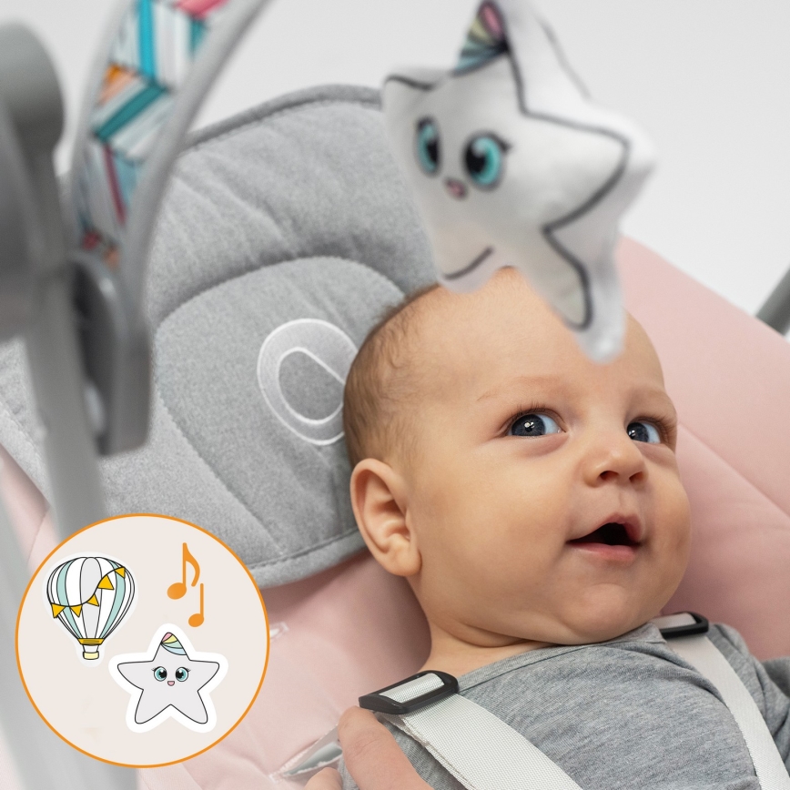 Lionelo - Παιδική κουνιστή καρέκλα OTTO 4xLR14 Baby Pink