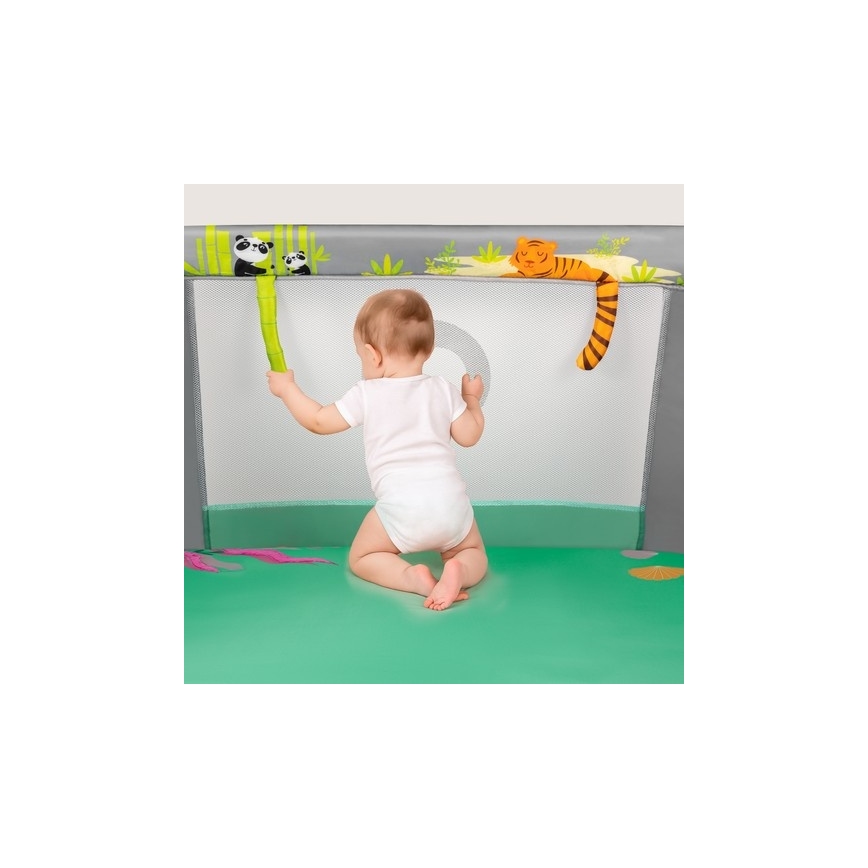 Lionelo - Παιδική περίφραξη MILLE PLUS Γκρι/Πράσινο