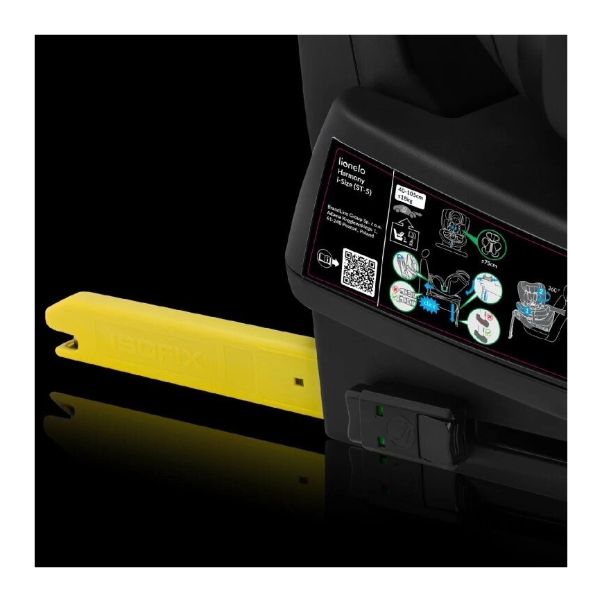 Lionelo - Παιδικό κάθισμα αυτοκινήτου με βάση περιστρεφόμενο HARMONY i-Size 40-150 εκ. μαύρο