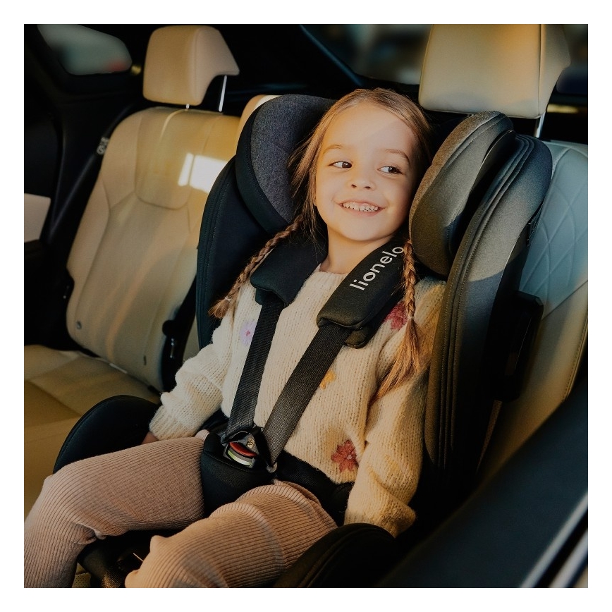 Lionelo - Παιδικό κάθισμα αυτοκινήτου HARPER i-Size με περιστρεφόμενη βάση, 76-150 εκ., Μαύρο Carbon