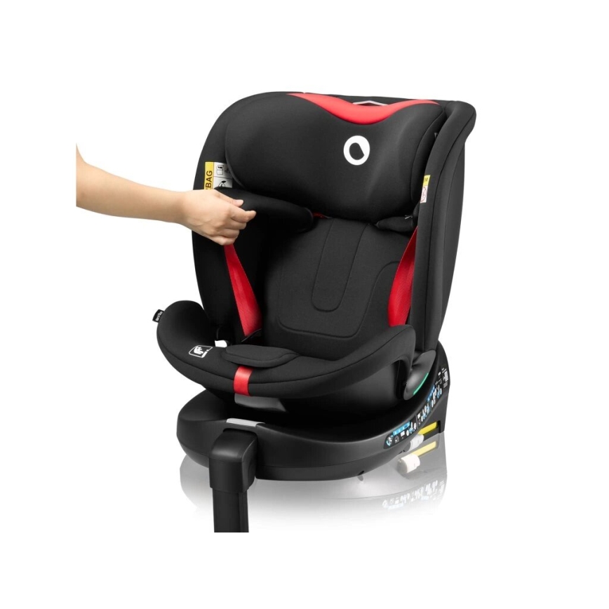 Lionelo - Παιδικό κάθισμα αυτοκινήτου με βάση περιστρεφόμενο NAVY i-Size 40-150 εκ. μαύρο/κόκκινο