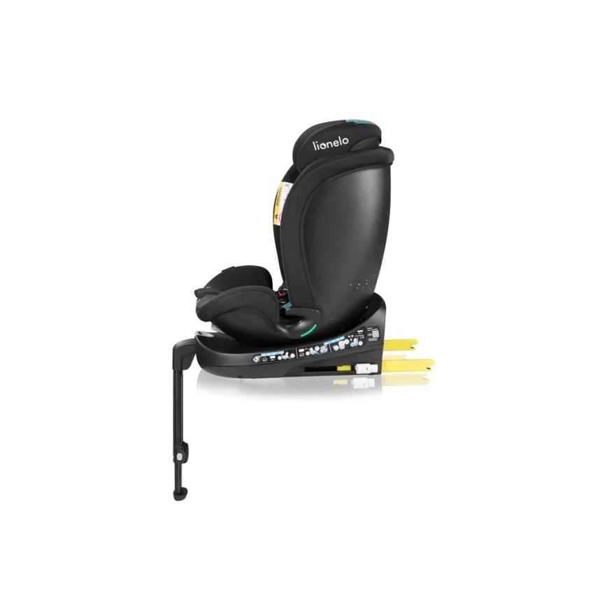 Lionelo - Παιδικό κάθισμα αυτοκινήτου με βάση περιστρεφόμενο NAVY i-Size 40-150 εκ. μαύρο/τυρκουάζ