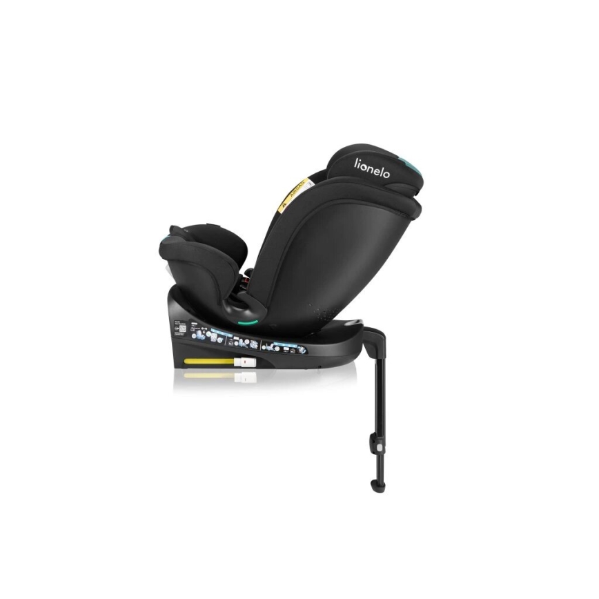Lionelo - Παιδικό κάθισμα αυτοκινήτου με βάση περιστρεφόμενο NAVY i-Size 40-150 εκ. μαύρο/τυρκουάζ