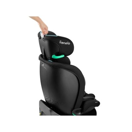 Lionelo - Παιδικό κάθισμα αυτοκινήτου με βάση περιστρεφόμενο NAVY i-Size 40-150 εκ. μαύρο/τυρκουάζ
