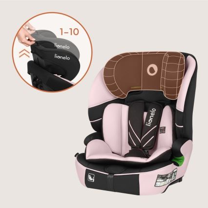 Lionelo - Παιδικό κάθισμα αυτοκινήτου LEVI FIX i-Size 76-150 cm, Ροζ (Pink Baby)