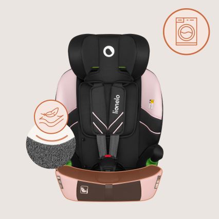 Lionelo - Παιδικό κάθισμα αυτοκινήτου LEVI FIX i-Size 76-150 cm, Ροζ (Pink Baby)
