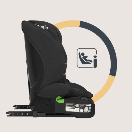 Lionelo - Παιδικό κάθισμα αυτοκινήτου LEVI FIX i-Size 76-150 cm Μαύρο Carbon