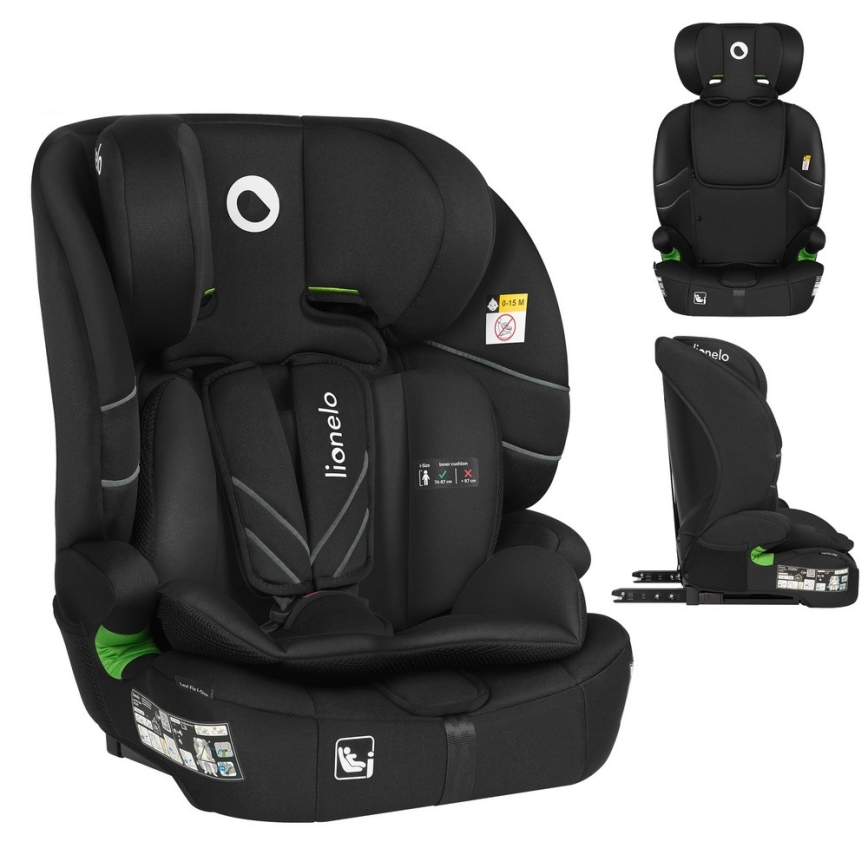 Lionelo - Παιδικό κάθισμα αυτοκινήτου LEVI FIX i-Size 76-150 cm Μαύρο Carbon