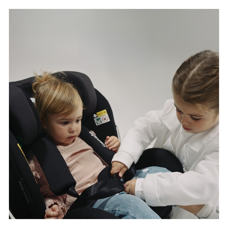 Lionelo - Περιστρεφόμενο παιδικό κάθισμα αυτοκινήτου με βάση ANTOON PLUS i-Size 40-105 cm Μαύρο όνυξ