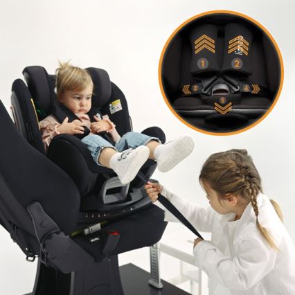 Lionelo - Περιστρεφόμενο παιδικό κάθισμα αυτοκινήτου με βάση ANTOON PLUS i-Size 40-105 cm Μαύρο όνυξ