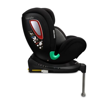 Lionelo - Περιστρεφόμενο παιδικό κάθισμα αυτοκινήτου με βάση ANTOON PLUS i-Size 40-105 cm Μαύρο όνυξ