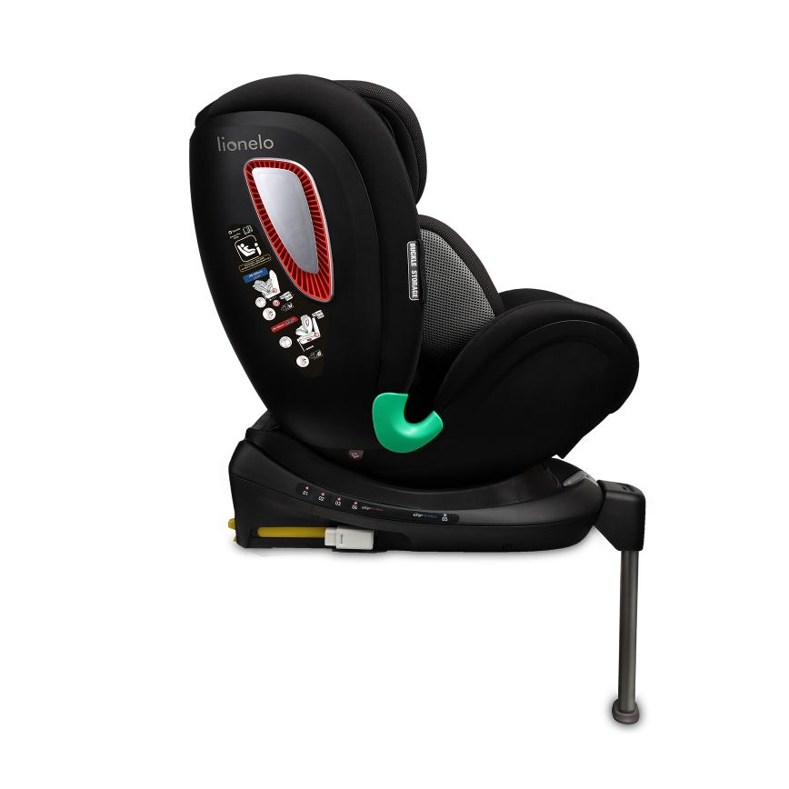 Lionelo - Περιστρεφόμενο παιδικό κάθισμα αυτοκινήτου με βάση ANTOON PLUS i-Size 40-105 cm Μαύρο όνυξ