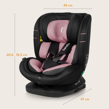Lionelo - Παιδικό κάθισμα αυτοκινήτου με περιστρεφόμενη βάση BASTIAAN i-Size 40-150 cm Ροζ Ρόδο