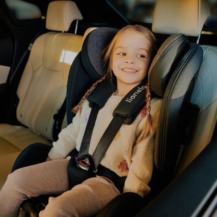 Lionelo - Παιδικό κάθισμα αυτοκινήτου με περιστρεφόμενη βάση HARPER i-Size 76-150 cm Μαύρο Carbon