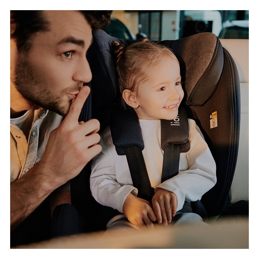 Lionelo - Παιδικό κάθισμα αυτοκινήτου με περιστρεφόμενη βάση HARPER i-Size 76-150 cm Μαύρο Carbon