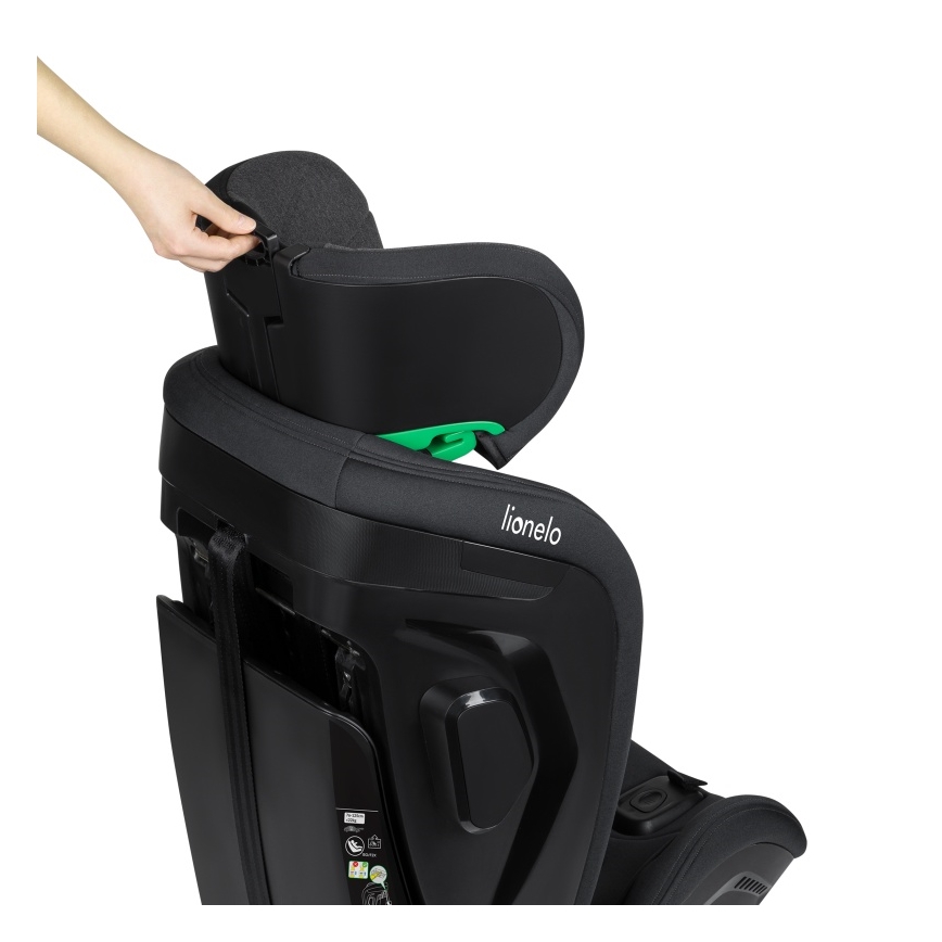Lionelo - Παιδικό κάθισμα αυτοκινήτου με περιστρεφόμενη βάση HARPER i-Size 76-150 cm Μαύρο Carbon