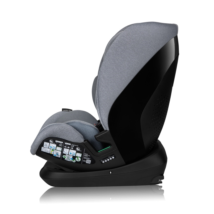 Lionelo - Παιδικό κάθισμα αυτοκινήτου με περιστρεφόμενη βάση LAVENDER i-Size 76-150 cm Grey Stone