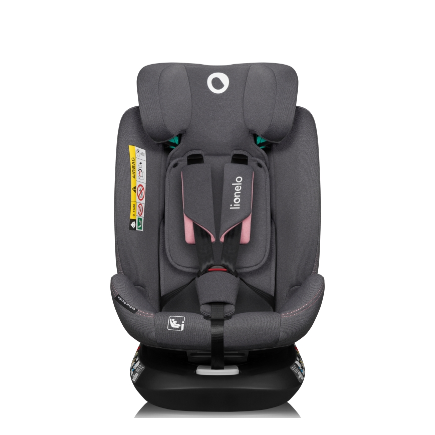Lionelo - Παιδικό κάθισμα αυτοκινήτου περιστρεφόμενο με βάση BASTIAAN ONE i-Size 40-150 cm Ροζ Τριαντάφυλλο
