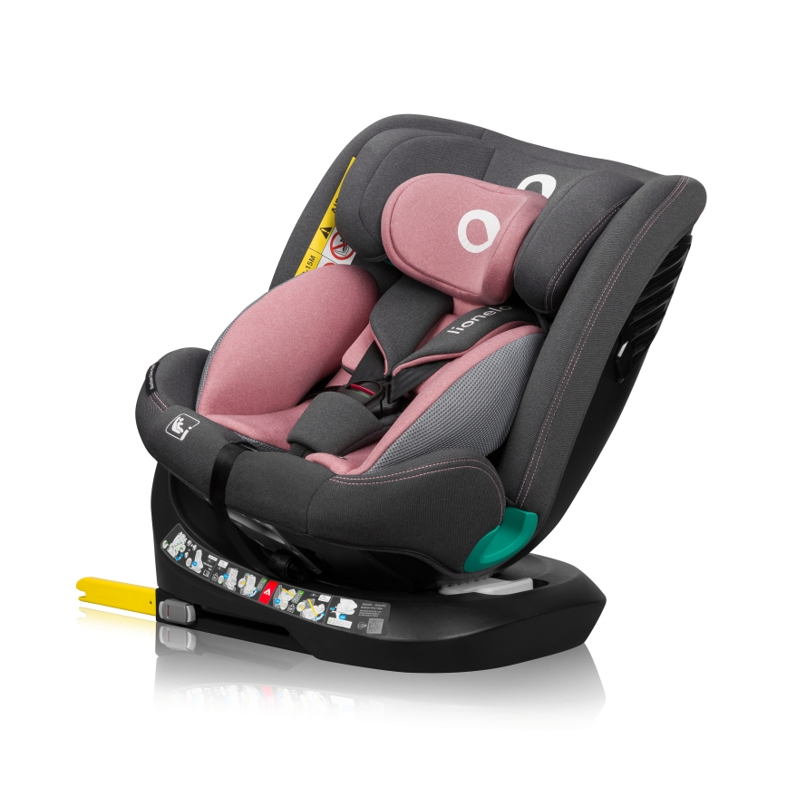 Lionelo - Παιδικό κάθισμα αυτοκινήτου περιστρεφόμενο με βάση BASTIAAN ONE i-Size 40-150 cm Ροζ Τριαντάφυλλο