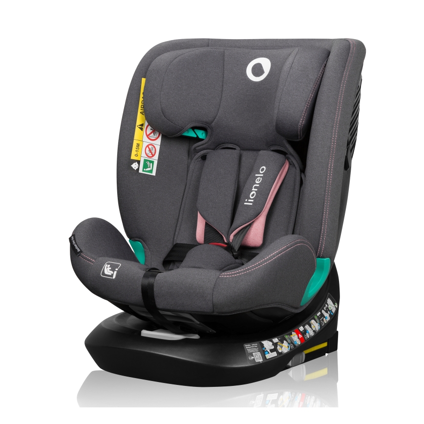 Lionelo - Παιδικό κάθισμα αυτοκινήτου περιστρεφόμενο με βάση BASTIAAN ONE i-Size 40-150 cm Ροζ Τριαντάφυλλο