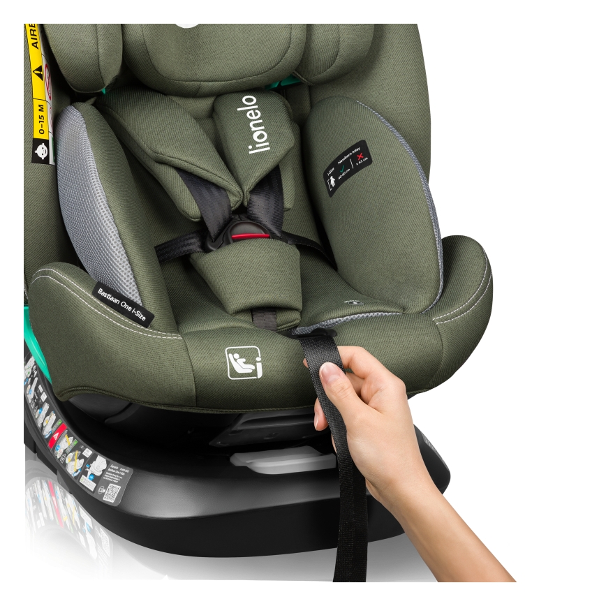 Lionelo - Παιδικό κάθισμα αυτοκινήτου με περιστρεφόμενη βάση BASTIAAN ONE i-Size 40-150 cm, χρώμα ελιάς