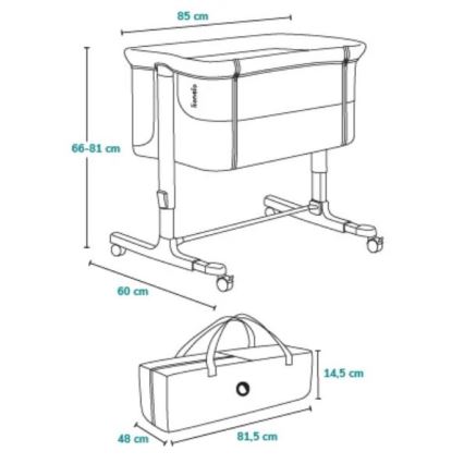 Lionelo - Παιδικό κρεβατάκι 3 σε 1 AURORA γκρι