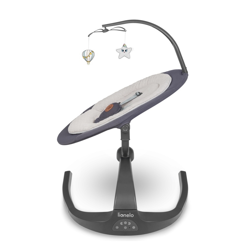 Lionelo - Παιδικό κουνιστήρι με μελωδία RINA 4xAA Γκρι Μπετόν + τηλεχειριστήριο