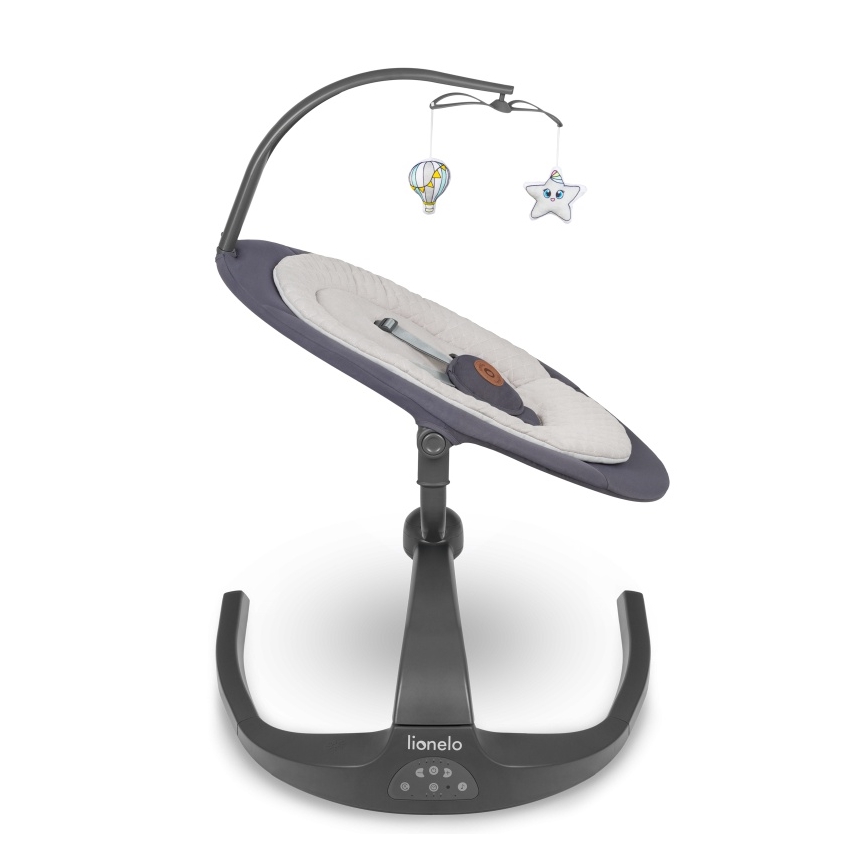 Lionelo - Παιδικό κουνιστήρι με μελωδία RINA 4xAA Γκρι Μπετόν + τηλεχειριστήριο