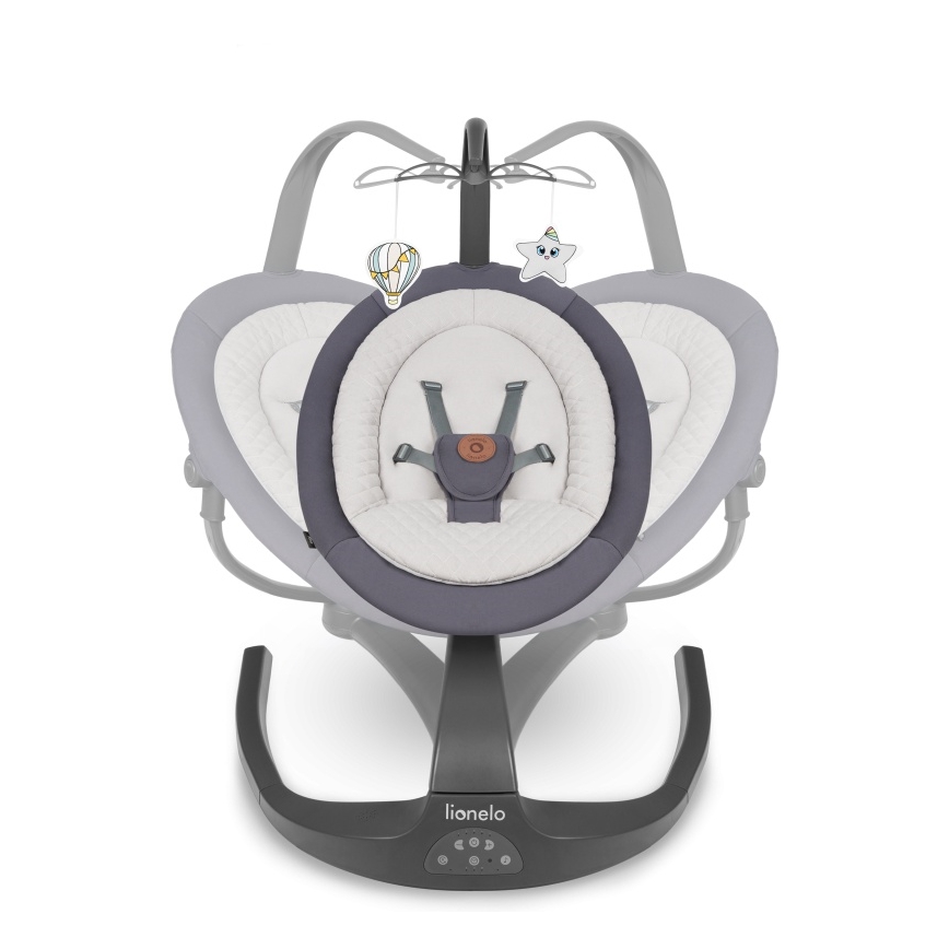 Lionelo - Παιδικό κουνιστήρι με μελωδία RINA 4xAA Γκρι Μπετόν + τηλεχειριστήριο