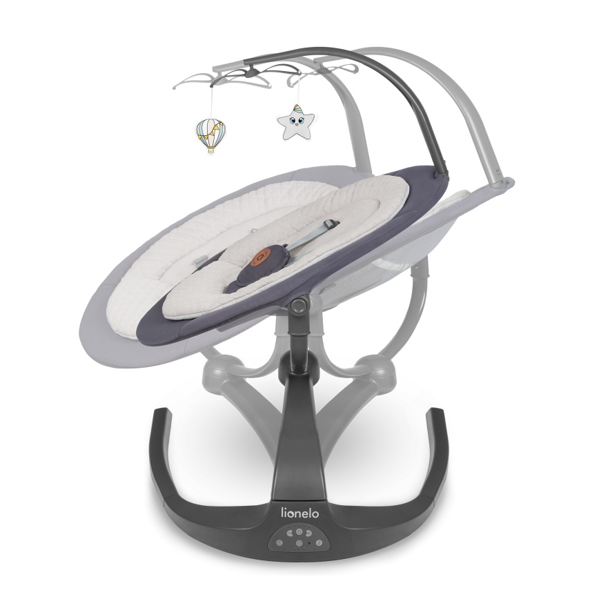 Lionelo - Παιδικό κουνιστήρι με μελωδία RINA 4xAA Γκρι Μπετόν + τηλεχειριστήριο