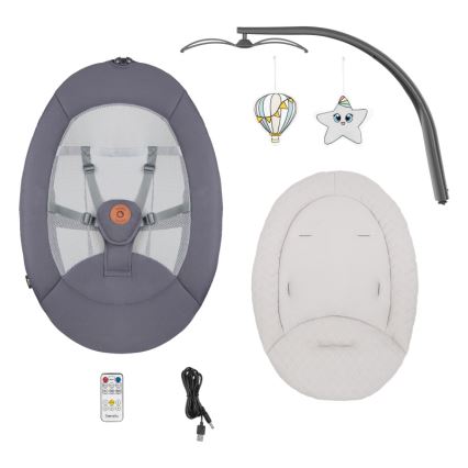 Lionelo - Παιδικό κουνιστήρι με μελωδία RINA 4xAA Γκρι Μπετόν + τηλεχειριστήριο