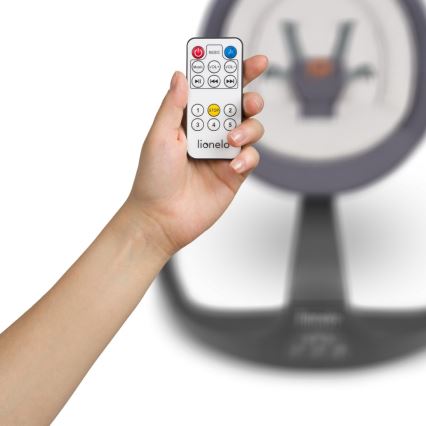 Lionelo - Παιδικό κουνιστήρι με μελωδία RINA 4xAA Γκρι Μπετόν + τηλεχειριστήριο