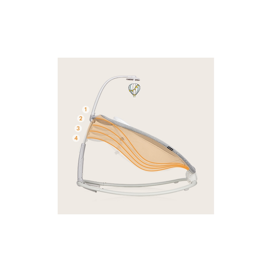 Lionelo - Παιδικό κουνιστό κάθισμα με δόνηση και μελωδία PASCAL 2xAA γκρι