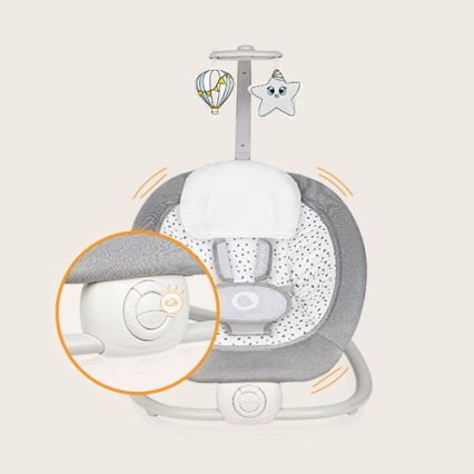 Lionelo - Παιδικό κουνιστό κάθισμα με δόνηση και μελωδία PASCAL 2xAA γκρι