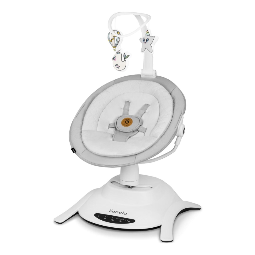 Lionelo - Παιδικό κουνιστό κάθισμα με μελωδία BELLA Grey Concrete + τηλεχειριστήριο